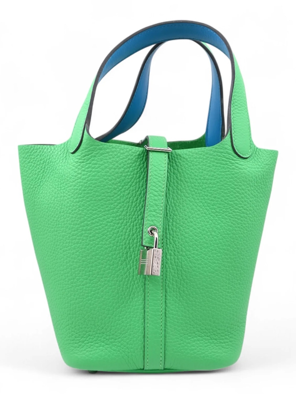 Hermes Green Leather Tote with Center Strap